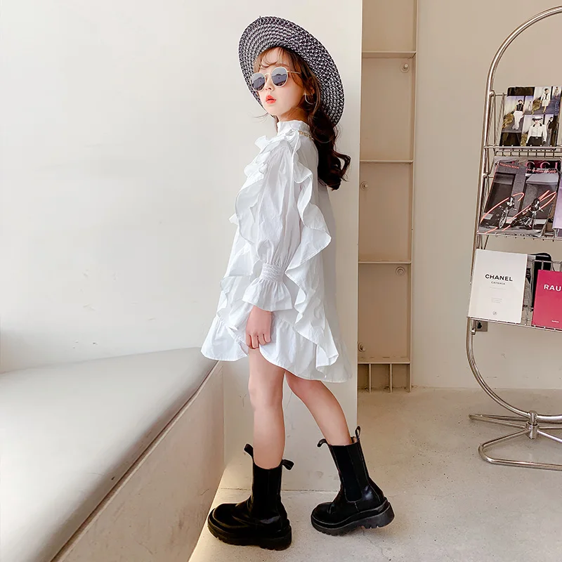 Girls' high-end dress spring and autumn 2021 new children's wear middle and large children's white design shirt skirt fashion
Girls' high-end dress spring and autumn 2021 new children's wear middle and large children's white design shirt skirt fashion