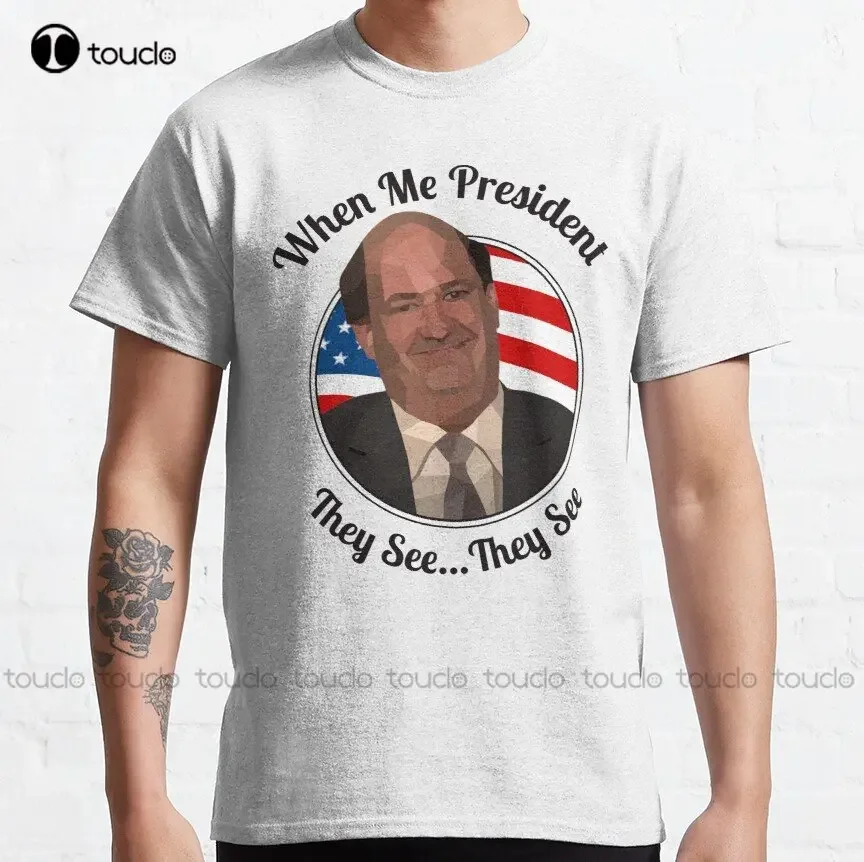 When Me President They See..." — классическая футболка Кевина Малона бейсбольная с круглым