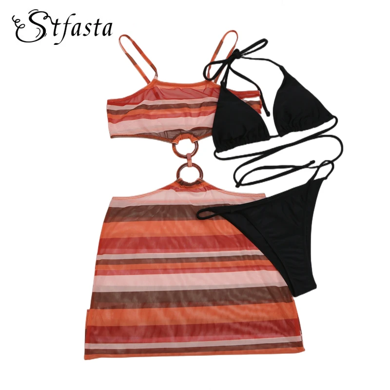 STFASTA Three Pieces Set Women Swimsuit 2022 Dress And Bikinis Three Piece Swimwear Striped Fashion Swimming Suit Beach Swim
STFASTA Three Pieces Set Women Swimsuit 2022 Dress And Bikinis Three Piece Swimwear Striped Fashion Swimming Suit Beach Swim