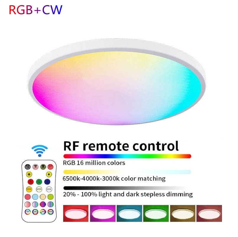 

Светодиодный умный потолочный светильник, яркость RGB, регулируемая внутренняя подсветка с дистанционным управлением, функция таймера, цвет...