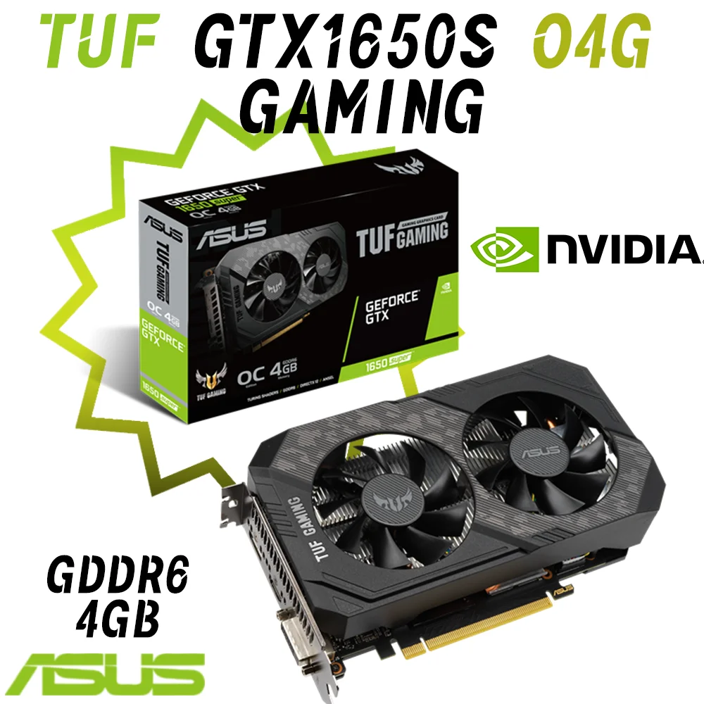 

ASUS NEW TUF GTX 1650 SUPER O4GD6 GAMING Video Cards GDDR6 4GB Graphics Card 128bit GPU NVIDIA GTX1650S PCIE3.0 OC Mode 1800 MHz