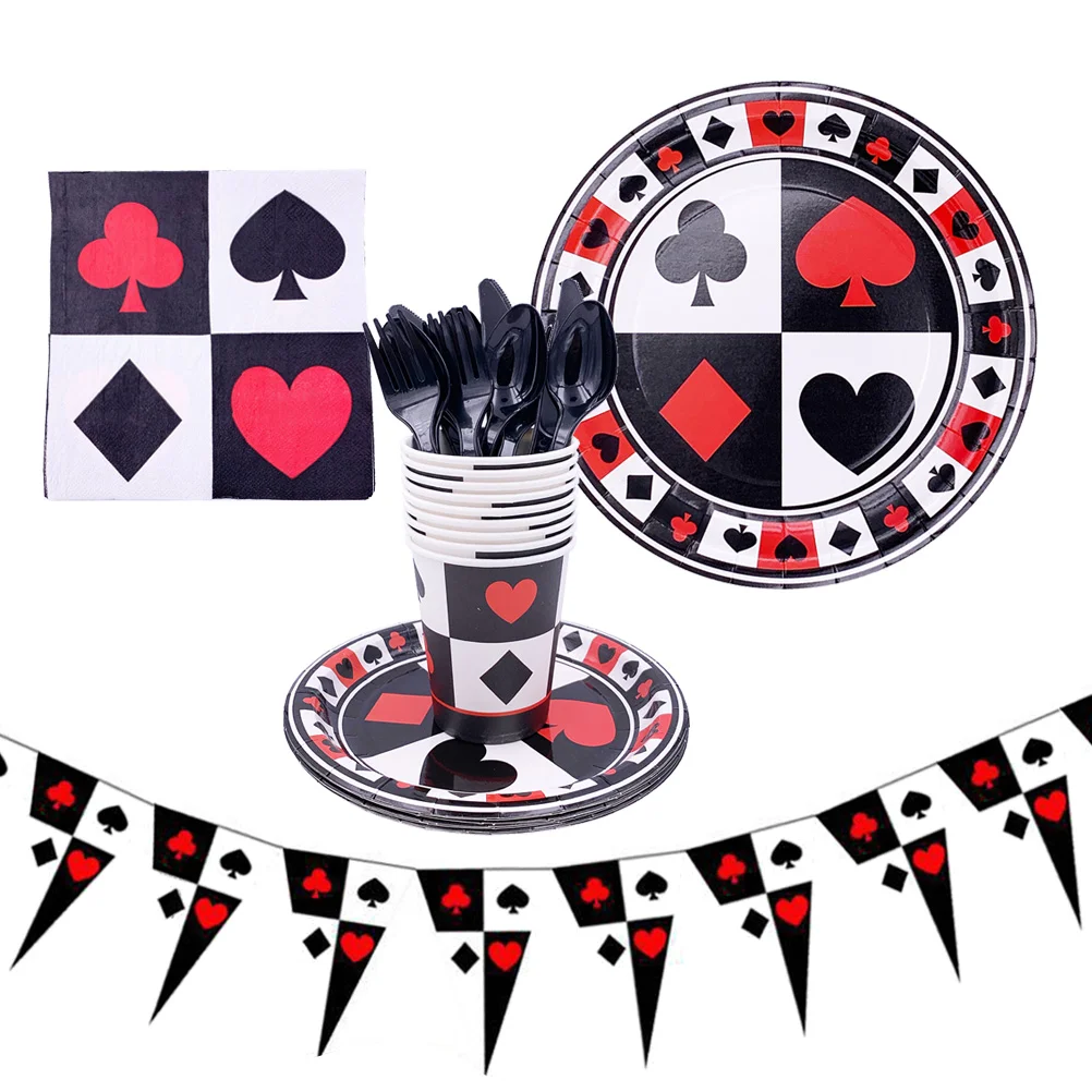Party Tableware Supplies Set Decor Casino Poker Game Theme Decorations Kit Cake Cutlery Banner Carnival Serves
Party Tableware Supplies Set Decor Casino Poker Game Theme Decorations Kit Cake Cutlery Banner Carnival Serves