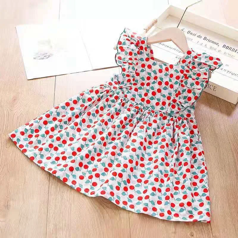 Summer Girls Dress Cherry Printing Pure Cotton 2-8 Years Old Kids Small Flying Sleeves Dress Breathable Comfortable Casual Dress
Summer Girls Dress Cherry Printing Pure Cotton 2-8 Years Old Kids Small Flying Sleeves Dress Breathable Comfortable Casual Dress