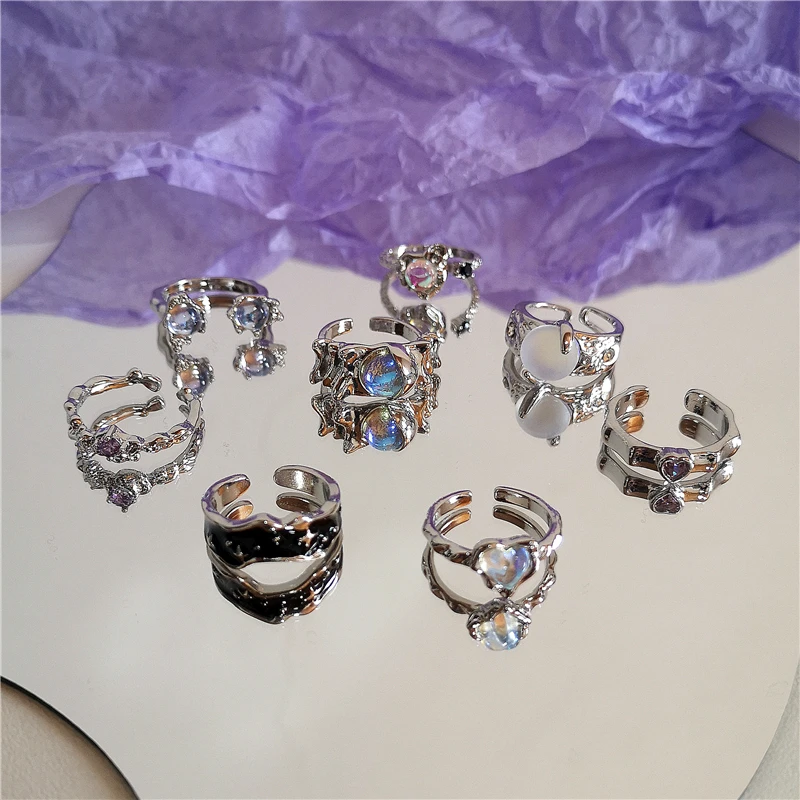 Kpop Trend Luxury Moonlight Stone Heart Star Geometric Irregular Open Ring For Women Wedding Aesthetic Jewelry Y2K Accessories
Kpop Trend Luxury Moonlight Stone Heart Star Geometric Irregular Open Ring For Women Wedding Aesthetic Jewelry Y2K Accessories