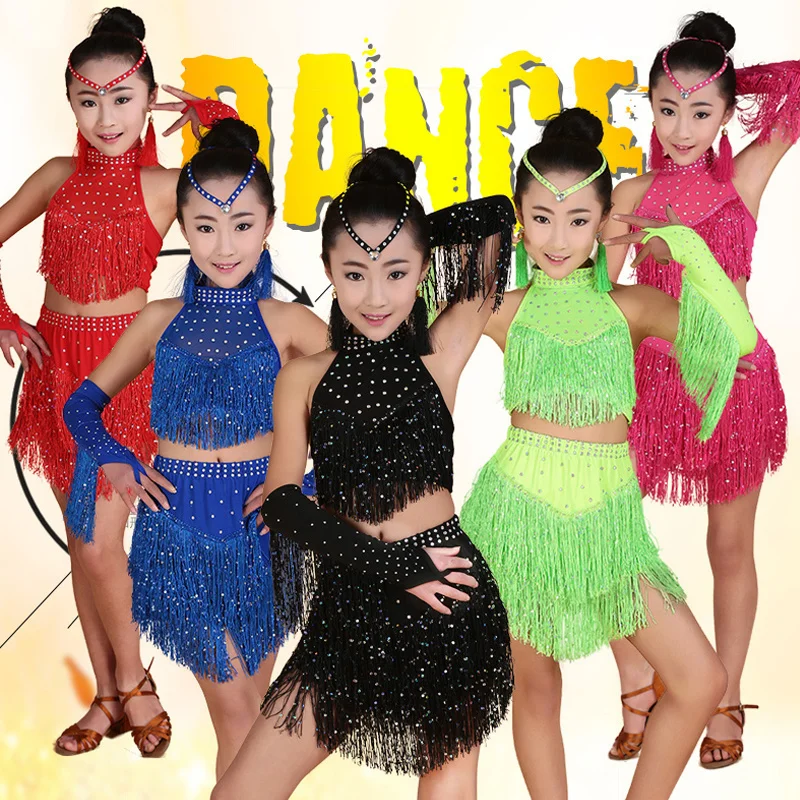 Tassels Girls Professional latin Dance dress Kids Salsa Performance Costumes competition skating Dancewear dresses Outfits
Tassels Girls Professional latin Dance dress Kids Salsa Performance Costumes competition skating Dancewear dresses Outfits