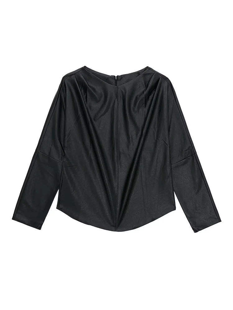 BM&MD&ZA 5479242 Women 2022 Autumn Fashion leather crew neck coat Vintage back zipper Long Sleeve Female Pullovers Tops 5479/242 
BM&MD&ZA 5479242 Women 2022 Autumn Fashion leather crew neck coat Vintage back zipper Long Sleeve Female Pullovers Tops 5479/242