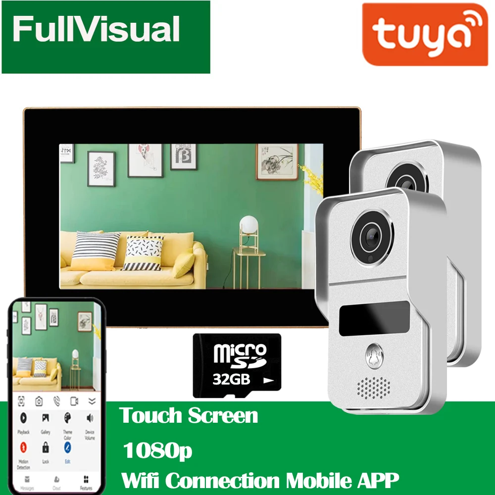 Fullvisual Touch Screen 7 Inch 1080P Wifi Video Door Phone For Home Security Intercom System Wireless Multiple Record Motion IR
Fullvisual Touch Screen 7 Inch 1080P Wifi Video Door Phone For Home Security Intercom System Wireless Multiple Record Motion IR
