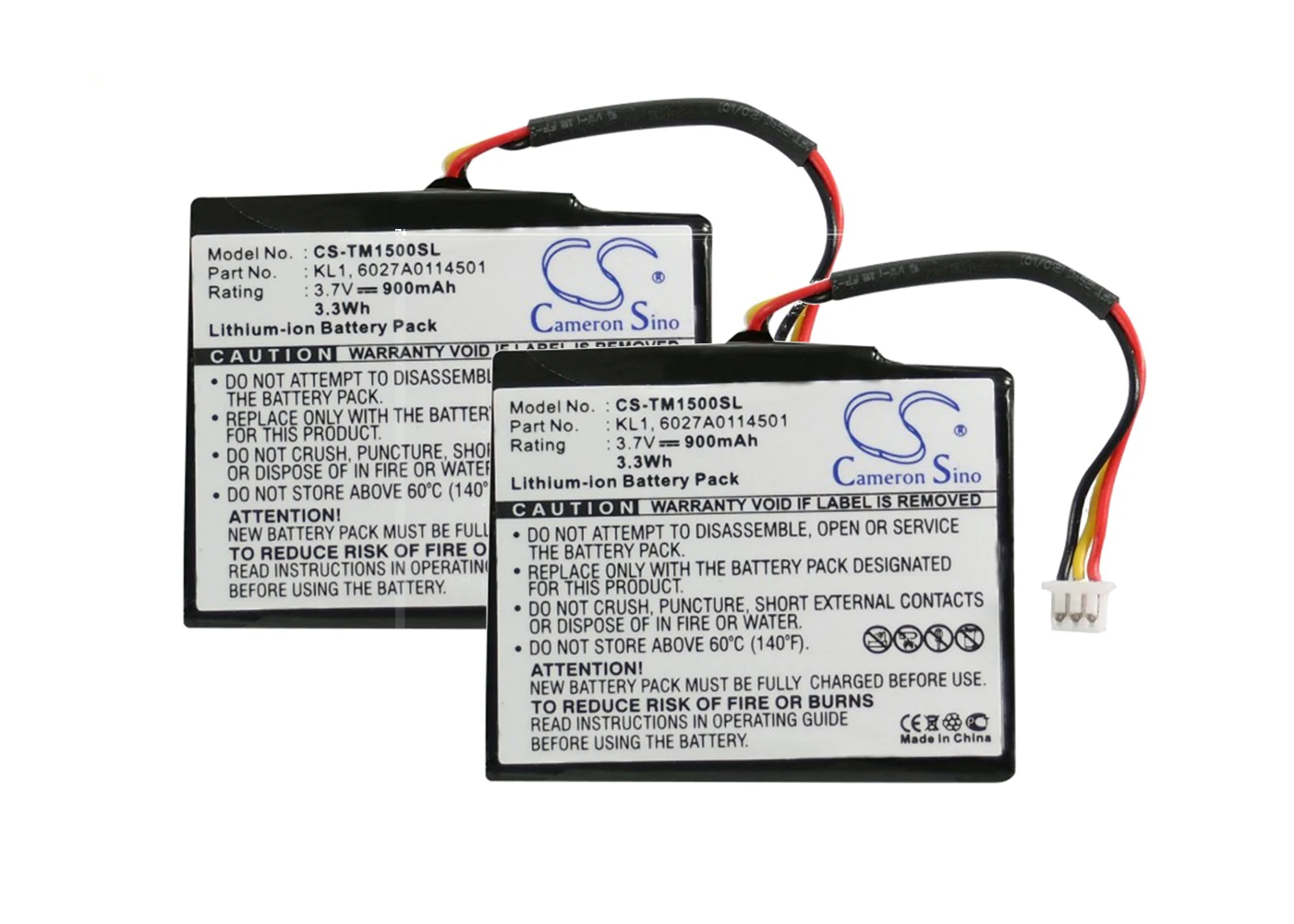 

2pack 900mA Battery for TomTom VIA 1435TM, VIA 1505, VIA 1505M, VIA 1505T, VIA 1535T 6027A0114501, KL1