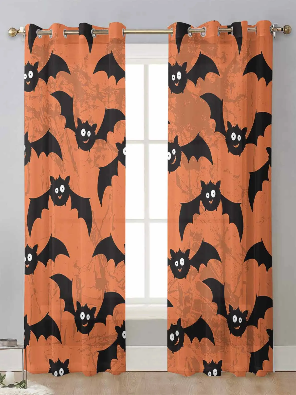 Halloween Bat Orange Background Sheer Curtains For Living Room Window Transparent Voile Tulle Curtain Cortinas Drapes Home Decor
Halloween Bat Orange Background Sheer Curtains For Living Room Window Transparent Voile Tulle Curtain Cortinas Drapes Home Decor