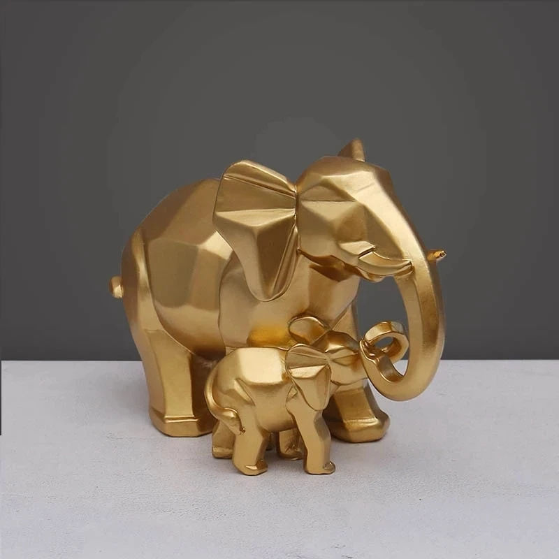 Simple modern geometric gold elephant mother and child decoration resin home decoration statue craft carving animal statue gift
Simple modern geometric gold elephant mother and child decoration resin home decoration statue craft carving animal statue gift