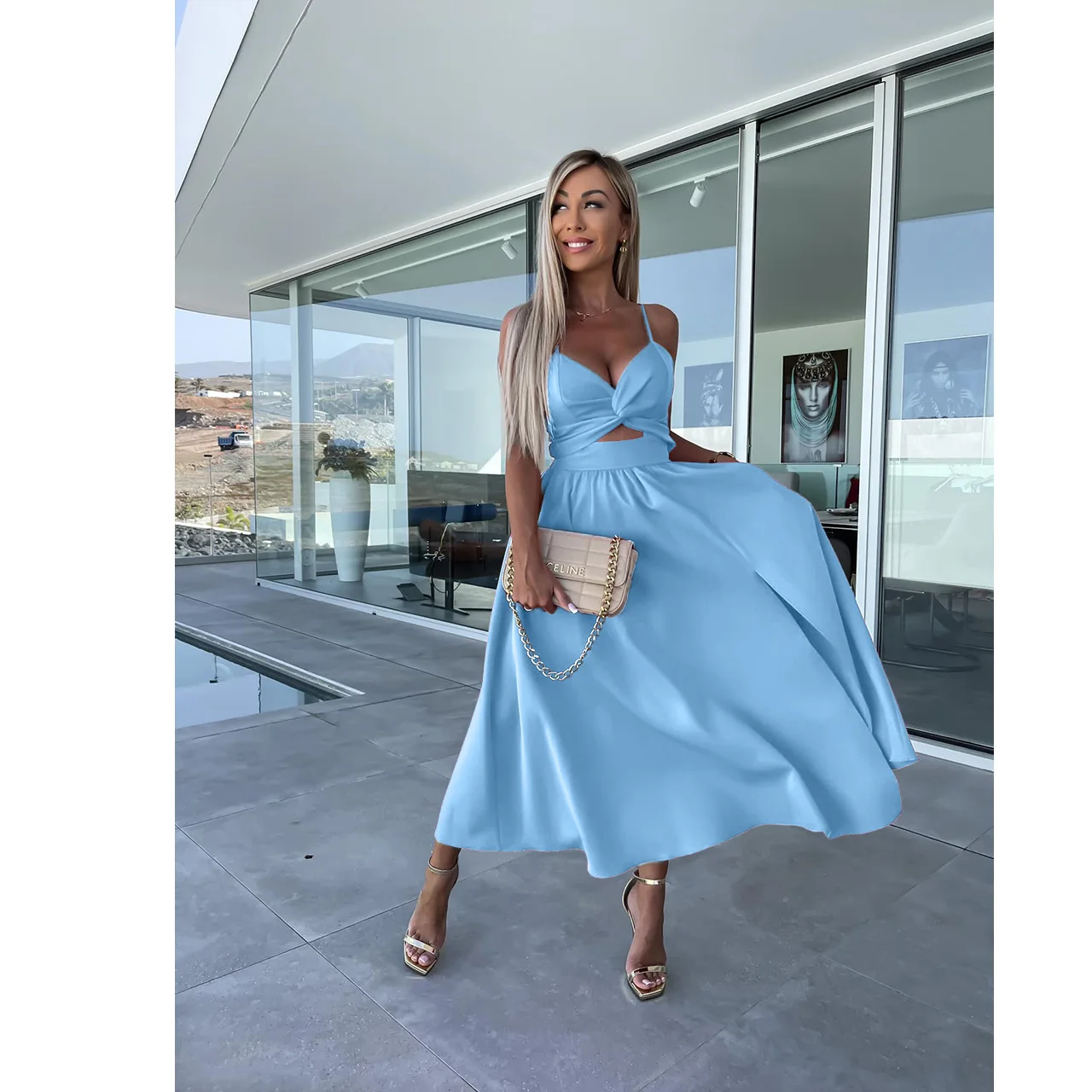 Новинка лета 2023, сексуальное женское платье с открытой спиной и разрезом, однотонное длинное платье на бретелях, облегающее пикантное женское платье с высокой талией и разрезом
Новинка лета 2023, сексуальное женское платье с открытой спиной и разрезом, однотонное длинное платье на бретелях, облегающее пикантное женское платье с высокой талией и разрезом