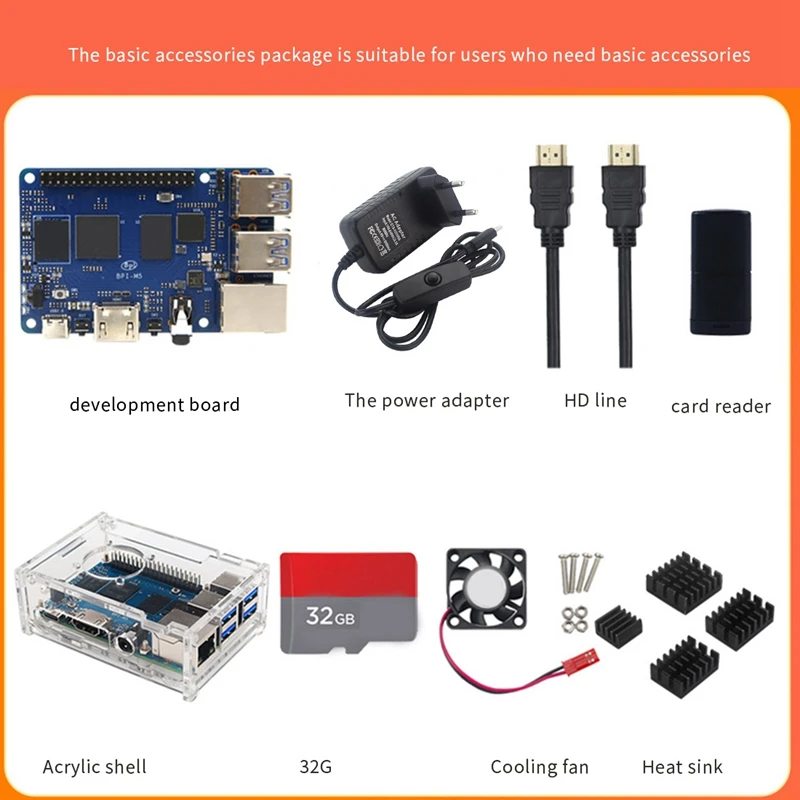 For Banana Pi BPI M5 S905X3 4GB+16G EMMC+Case+Fan+Heat Sink+HD Cable+Power+SD Card+Card Reader Development Board
For Banana Pi BPI M5 S905X3 4GB+16G EMMC+Case+Fan+Heat Sink+HD Cable+Power+SD Card+Card Reader Development Board