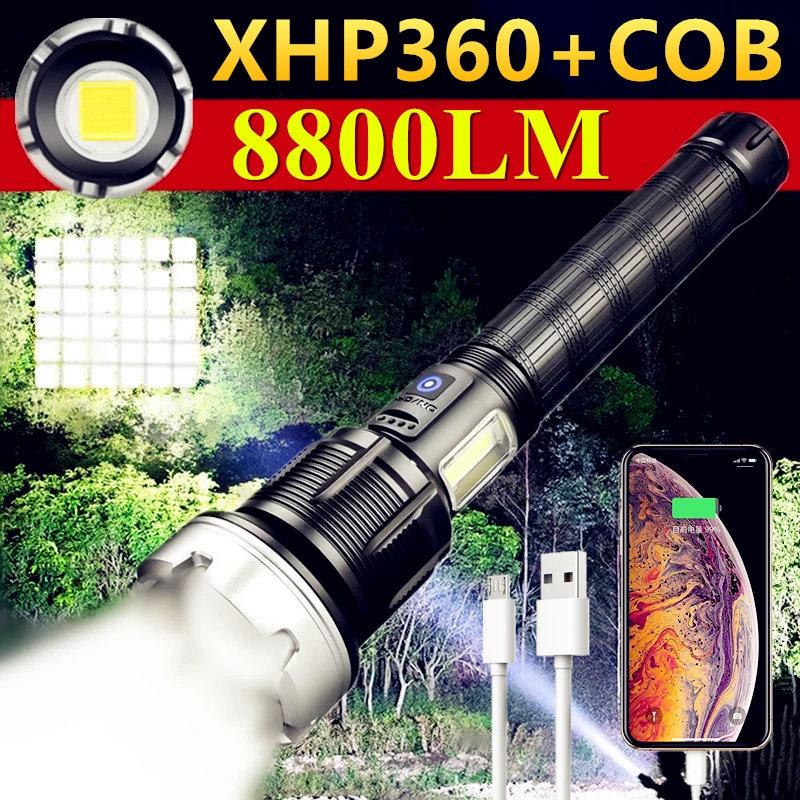 36-Core XHP360 Powerful LED Flashlight with COB Side Light USB Charging P160/P90 Torch Super Bright Waterproof Camping Fishing
36-Core XHP360 Powerful LED Flashlight with COB Side Light USB Charging P160/P90 Torch Super Bright Waterproof Camping Fishing