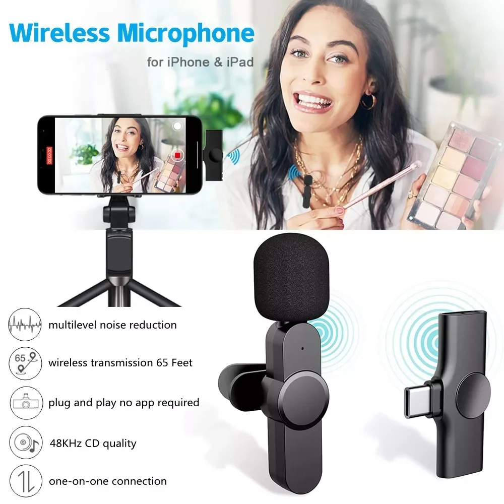 Plug Play Wireless Lavalier Microphone Portable Video Record Mini Mic for IPhone Android Live Broadcast Gaming Phone Microfonoe
Plug Play Wireless Lavalier Microphone Portable Video Record Mini Mic for IPhone Android Live Broadcast Gaming Phone Microfonoe
