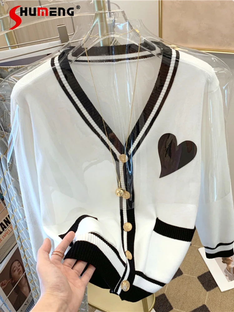 Elegance Ladies Color Block Single-Breasted Thin Knitted Cardigans Women's Fashion White Long Sleeve V-neck Cropped Cardigan
Elegance Ladies Color Block Single-Breasted Thin Knitted Cardigans Women's Fashion White Long Sleeve V-neck Cropped Cardigan
