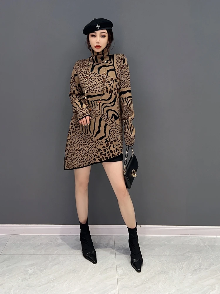 SuperAen 2022 Winter New Korean Fashion Leopard Irregular Knitted High Neck Top Turtleneck Sweater
SuperAen 2022 Winter New Korean Fashion Leopard Irregular Knitted High Neck Top Turtleneck Sweater