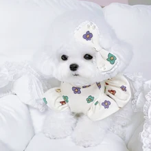 2023 Spring and Summer New Dog Clothes Cute Small Flower Dress Pet Ventilate Dress Puppy Teddy Fadou Princess Skirt XS-XL