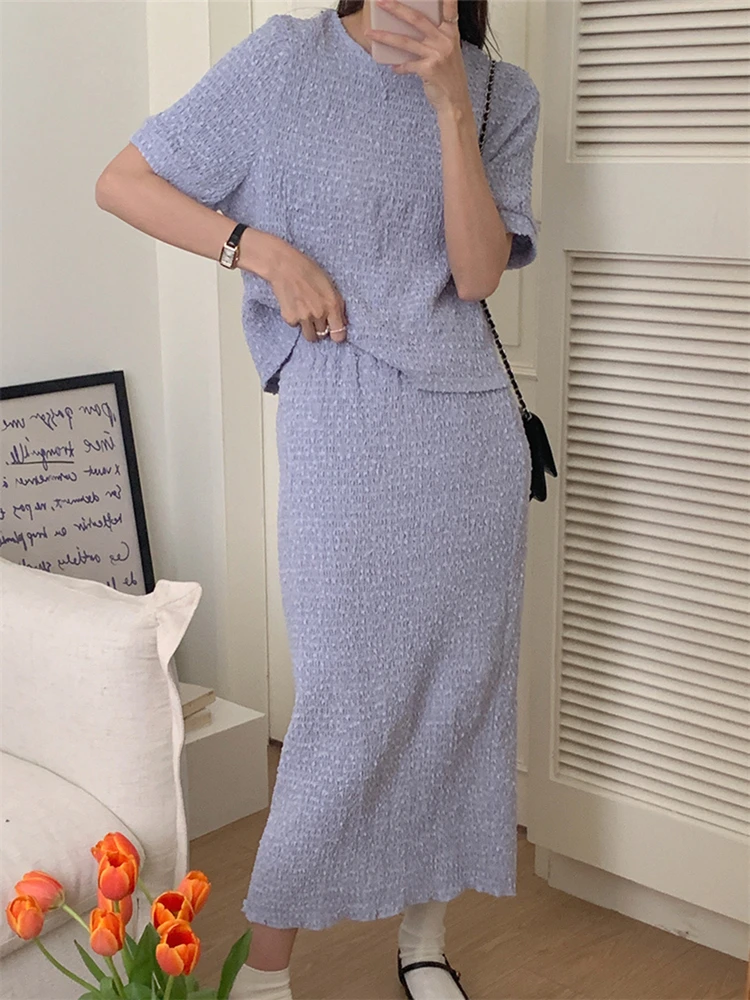 Short Sleeve T-Shirt Summer Women Suits 2022 New Loose Chic Casual Fashion Slim Sweet OL Straight Long Skirts Sets
Short Sleeve T-Shirt Summer Women Suits 2022 New Loose Chic Casual Fashion Slim Sweet OL Straight Long Skirts Sets