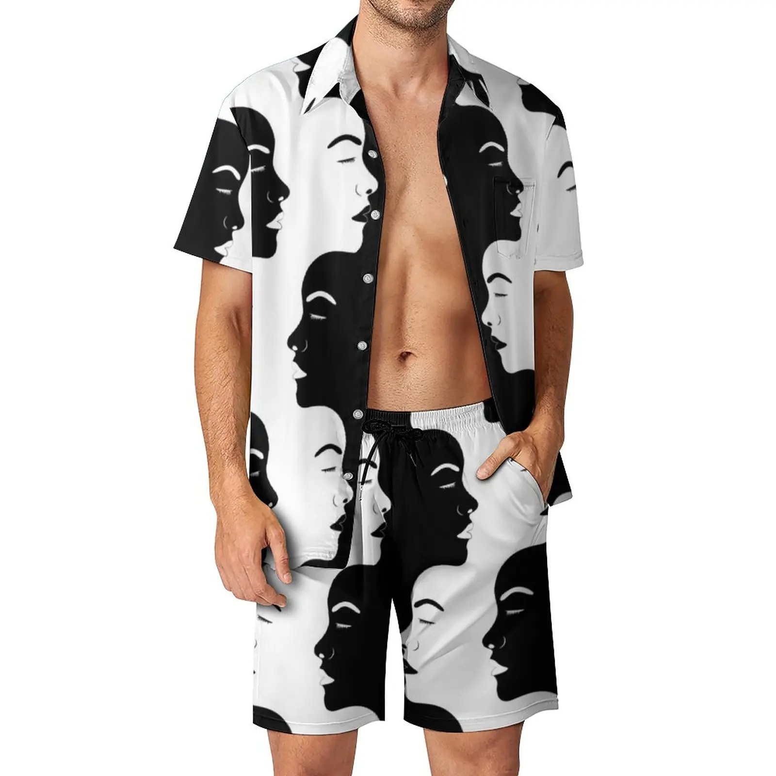 White And Black Women Head Men Sets Abstract We Are All The Same Casual Shirt Set Hawaii Beach Shorts Suit Two-piece Big Size
White And Black Women Head Men Sets Abstract We Are All The Same Casual Shirt Set Hawaii Beach Shorts Suit Two-piece Big Size