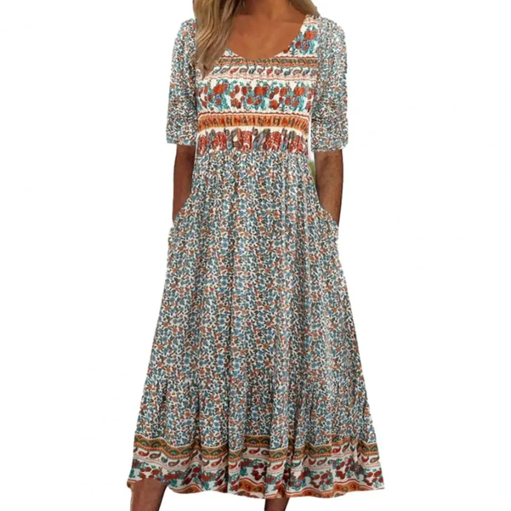 Midi Dress Women Colorful Flower Printing Double Slip Pockets Short Sleeves Bohemian Loose Hem Summer Dress Women Clothing 2023
Midi Dress Women Colorful Flower Printing Double Slip Pockets Short Sleeves Bohemian Loose Hem Summer Dress Women Clothing 2023