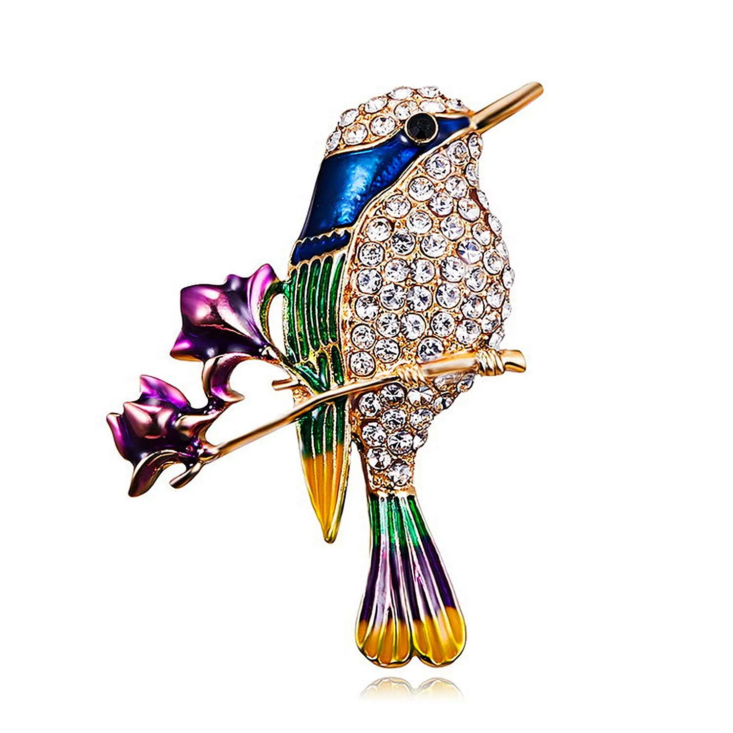 

New Hummingbird Brooch Pins For Women Fashion Bird Pins Elegant Rhinestone Crystal Women's Brooches Pin Mother Day Birthday Gift