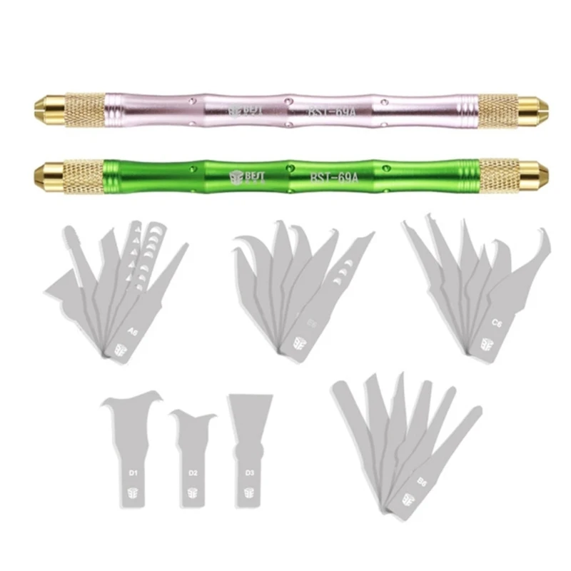 BST-69A+ 28 In 1 Hand Finish Blades CPU IC Chip Glue Remover Knife Motherboard Pcb Underfill Clean Scraping Pry Tool
BST-69A+ 28 In 1 Hand Finish Blades CPU IC Chip Glue Remover Knife Motherboard Pcb Underfill Clean Scraping Pry Tool