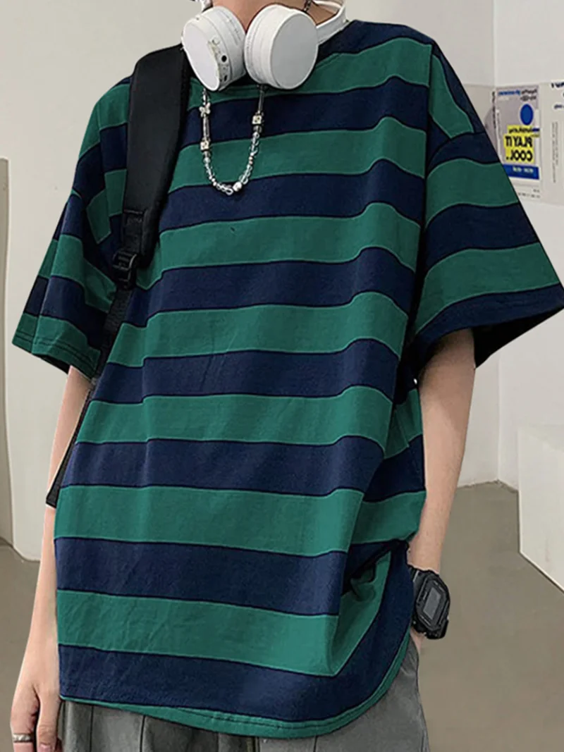 Summer Striped Shirts Women Harajuku Streetwear Oversized Shirt Short Sleeve Casual T Shirt Korean Loose Tops Female Blouse 
Summer Striped Shirts Women Harajuku Streetwear Oversized Shirt Short Sleeve Casual T Shirt Korean Loose Tops Female Blouse
