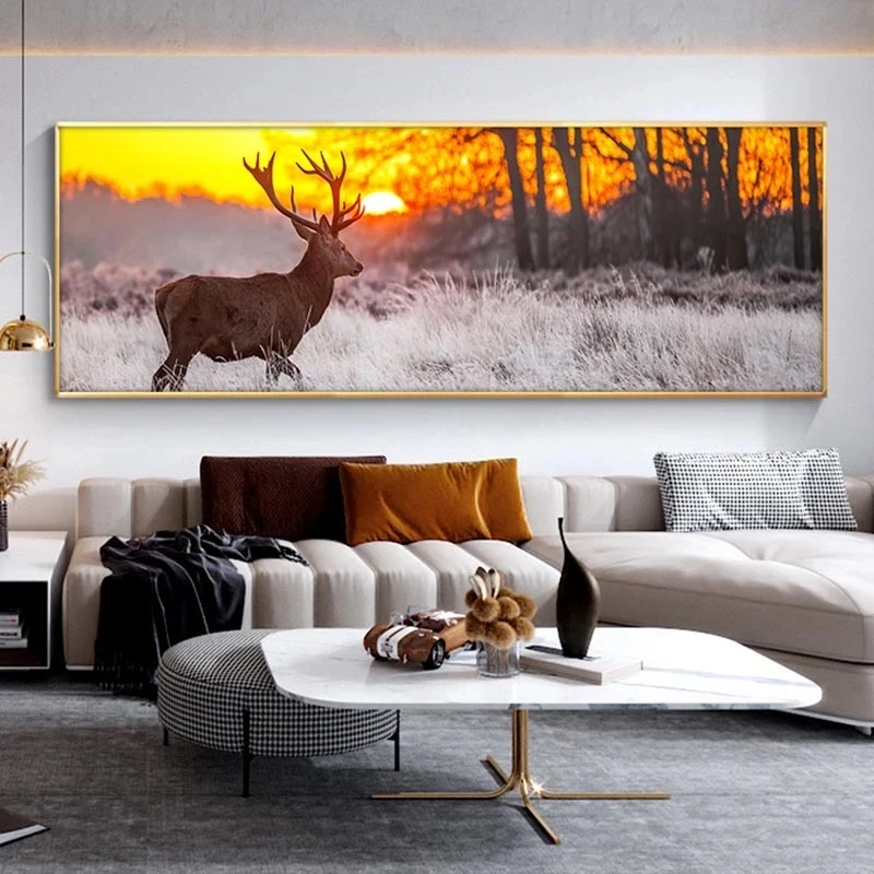 Sunset Landscape Wall Art Posters and Prints Deer In The Forest Canvas Paintings on The Wall Decorative Pictures for Home Room
Sunset Landscape Wall Art Posters and Prints Deer In The Forest Canvas Paintings on The Wall Decorative Pictures for Home Room