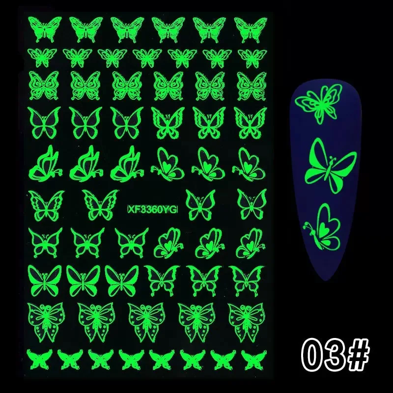 1pcs 3D Luminous Nail Stickers Flame Butterfly Star Moon Glitter Design Glow In The Dark Slider Manicure Decorations Fall Decor
1pcs 3D Luminous Nail Stickers Flame Butterfly Star Moon Glitter Design Glow In The Dark Slider Manicure Decorations Fall Decor