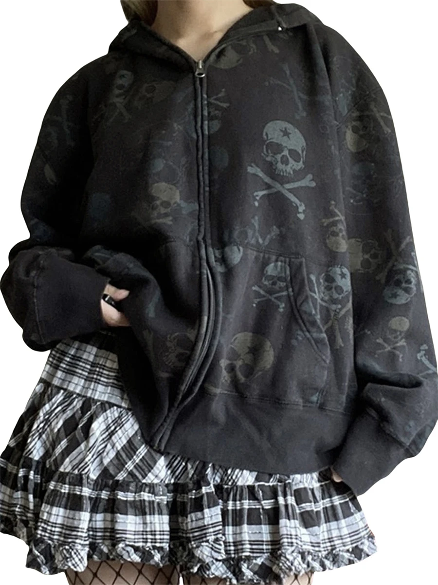 2022 Ladies Black Hoodie Sweatshirt Casual Loose Halloween Skull Print Long Sleeve Zip Jacket Fall Streetwear
2022 Ladies Black Hoodie Sweatshirt Casual Loose Halloween Skull Print Long Sleeve Zip Jacket Fall Streetwear