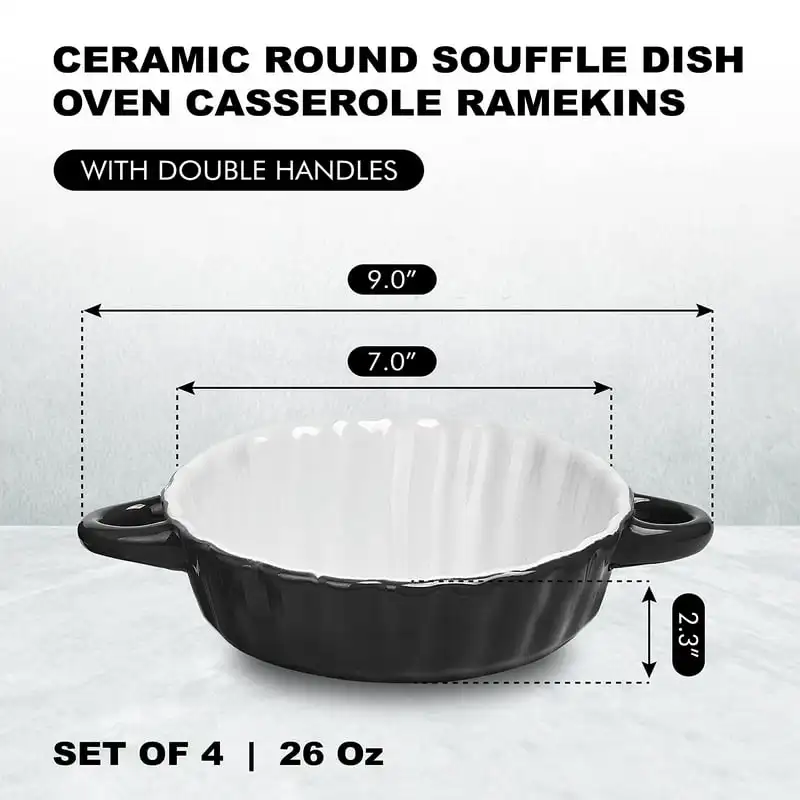 Elegant, 10oz. Oven Safe Set Of 6 Ceramic Souffle Dishes With Double Handles - Perfect To Serve And Enjoy!
Elegant, 10oz. Oven Safe Set Of 6 Ceramic Souffle Dishes With Double Handles - Perfect To Serve And Enjoy!
