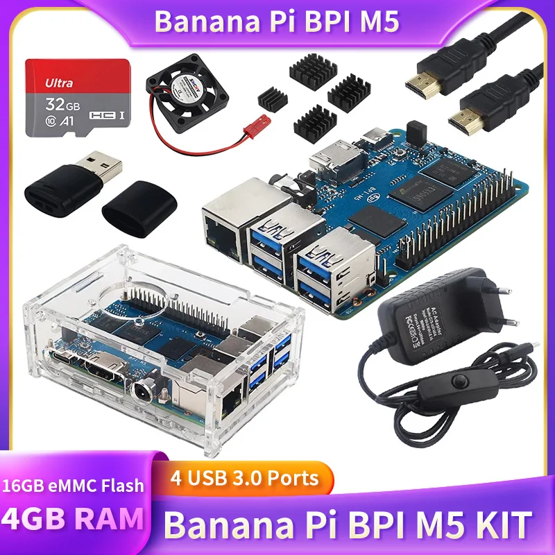 Одноплатный компьютер нового поколения Banana Pi BPI M5, процессор Amlogic S905X3, 4 Гб ОЗУ 16 Гб eMMC с 4 портами USB
Одноплатный компьютер нового поколения Banana Pi BPI M5, процессор Amlogic S905X3, 4 Гб ОЗУ 16 Гб eMMC с 4 портами USB