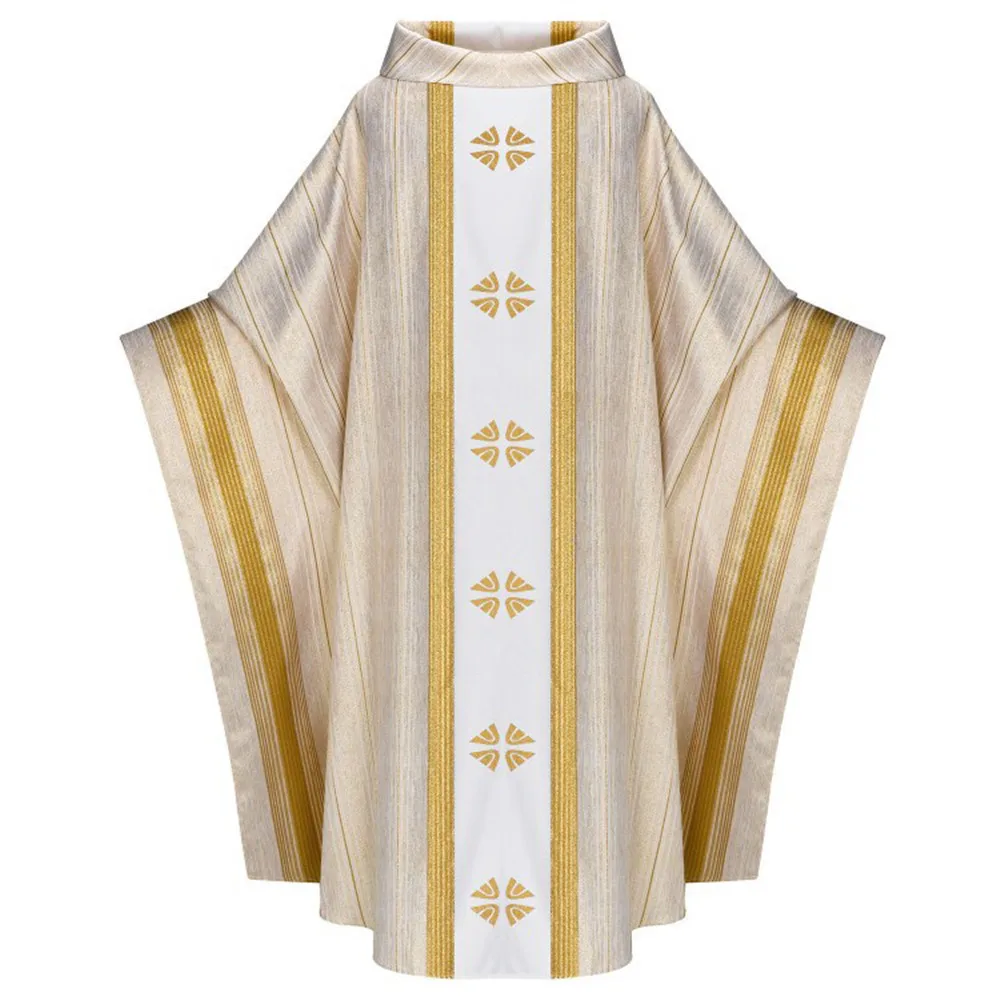 

Men Vestments Printed Chasuble and Stole Christian Priest Robe Long Cassocks for Clergy Men Priest Costume Pullover Prayer Robe