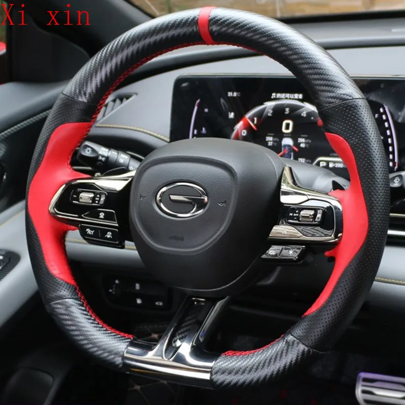 

For trumpchi empow custom leather hand sewn steering wheel cover for sweat absorption and ventilation