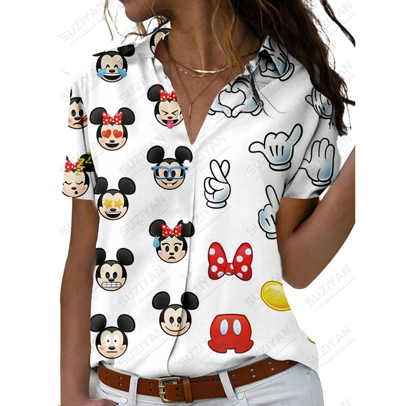 Summer Disney Minnie Printed Temperament Casual Shirts Tops Large Size Short Sleeve Blouse Elegant Turn-Down Collar Blouse Tees
Summer Disney Minnie Printed Temperament Casual Shirts Tops Large Size Short Sleeve Blouse Elegant Turn-Down Collar Blouse Tees