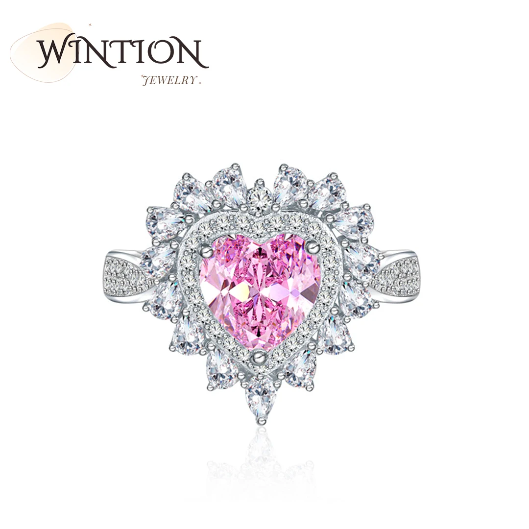 WINTION 10*10 Pink Heart Ring For Women 925 Sterling Silver Rings High Carbon Drill Elegant High Jewelry Party Gift
WINTION 10*10 Pink Heart Ring For Women 925 Sterling Silver Rings High Carbon Drill Elegant High Jewelry Party Gift