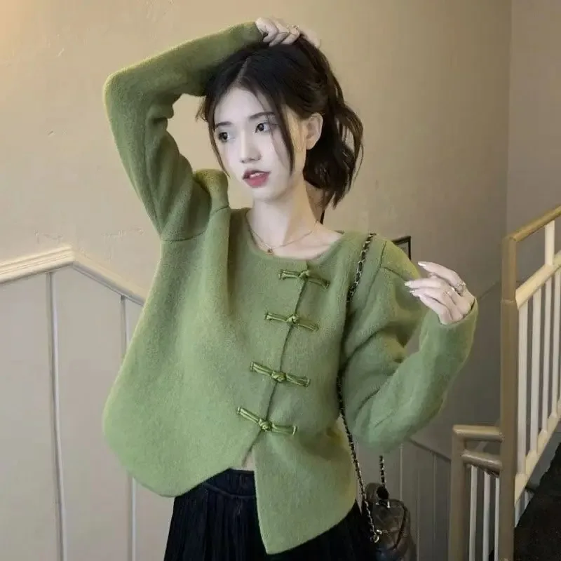 Vintage Cardigans Women 6 Colors Chinese Style Button New Design Autumn Tender Fashion Ladies Cropped Sweaters Elegant Basics 
Vintage Cardigans Women 6 Colors Chinese Style Button New Design Autumn Tender Fashion Ladies Cropped Sweaters Elegant Basics