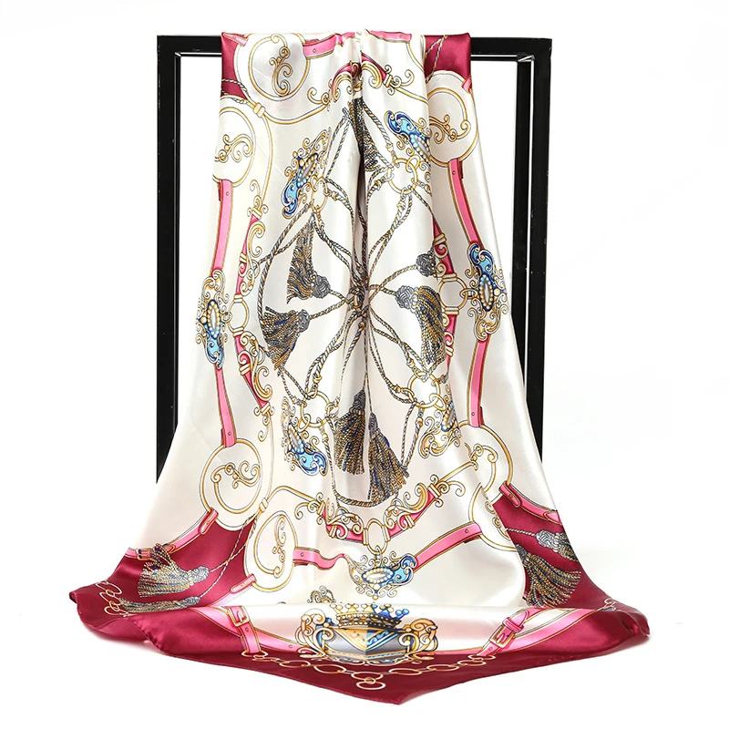 2022 New 90x90CM Luxury Brand Lattice Geometric Silk Scarf Women's Retro Print Fashion Square Scarf Bandana Headscarf Tie 
2022 New 90x90CM Luxury Brand Lattice Geometric Silk Scarf Women's Retro Print Fashion Square Scarf Bandana Headscarf Tie