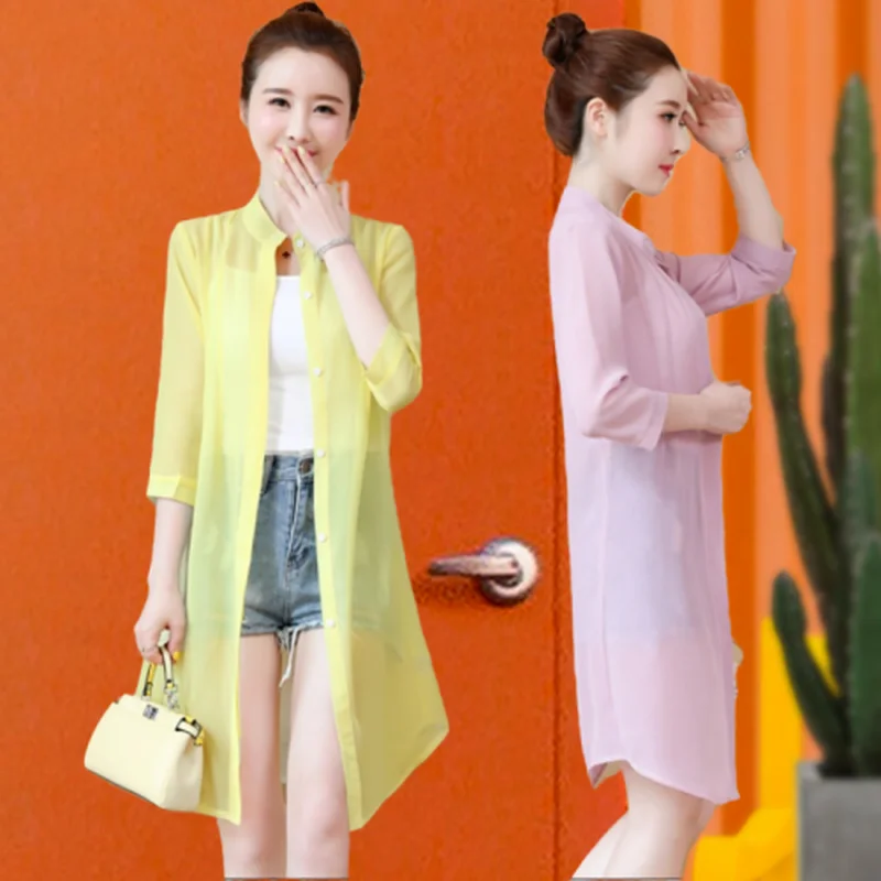 Summer Women Beach Chiffon Jackets Elegant Jacket Long Cardigan Coats Female Sunscreen Coat Chaqueta Mujer 5XL E101
Summer Women Beach Chiffon Jackets Elegant Jacket Long Cardigan Coats Female Sunscreen Coat Chaqueta Mujer 5XL E101