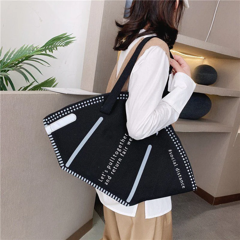 New Fashion Women Large Mask Shopping Bag Canvas Shoulder Bag Home Storage Bag Luxury Handbag Tote Bag
New Fashion Women Large Mask Shopping Bag Canvas Shoulder Bag Home Storage Bag Luxury Handbag Tote Bag
