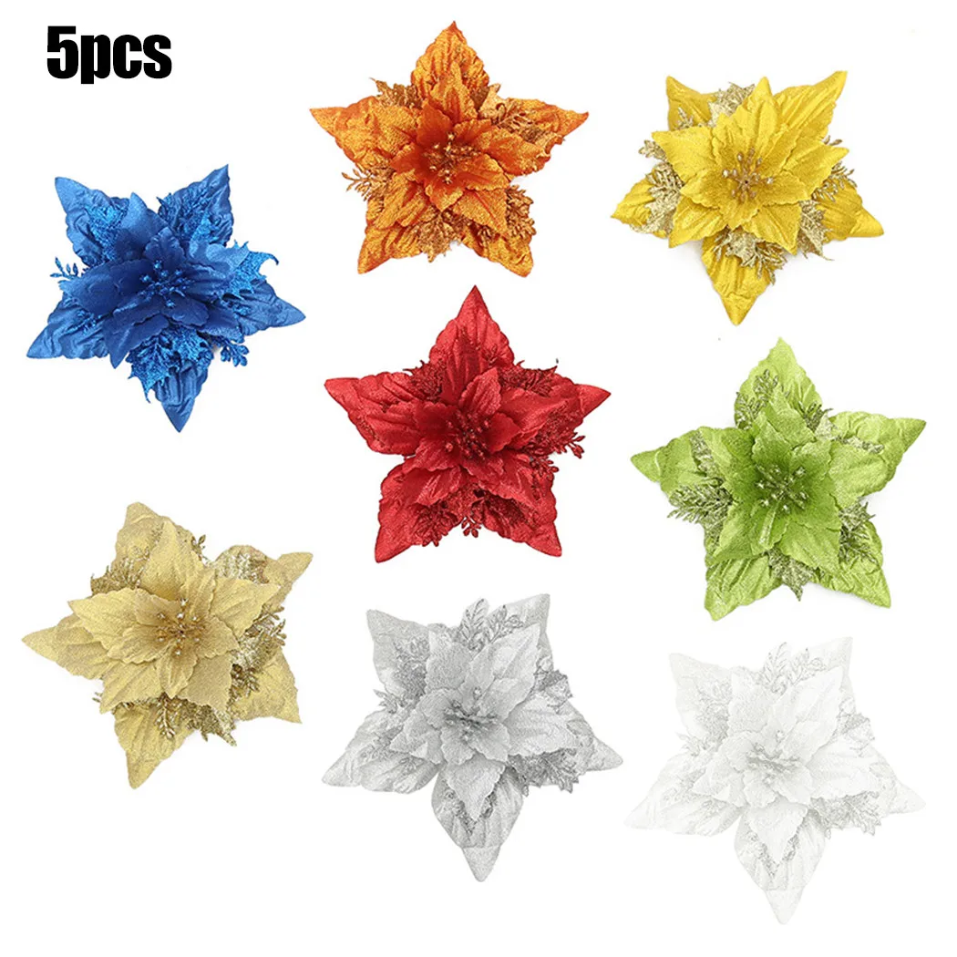 5pcs Artificial Flowers Fake Flower Christmas Large Poinsettia Glitter Flower Tree Hanging Party Xmas Decor
5pcs Artificial Flowers Fake Flower Christmas Large Poinsettia Glitter Flower Tree Hanging Party Xmas Decor