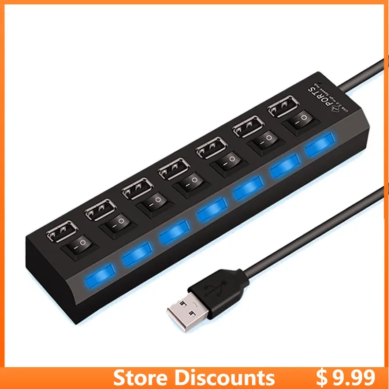 High Speed 4/7 Ports USB HUB 2.0 Adapter Expander Multi USB Splitter Multiple Extender with LED Lamp Switch for PC Laptop
High Speed 4/7 Ports USB HUB 2.0 Adapter Expander Multi USB Splitter Multiple Extender with LED Lamp Switch for PC Laptop