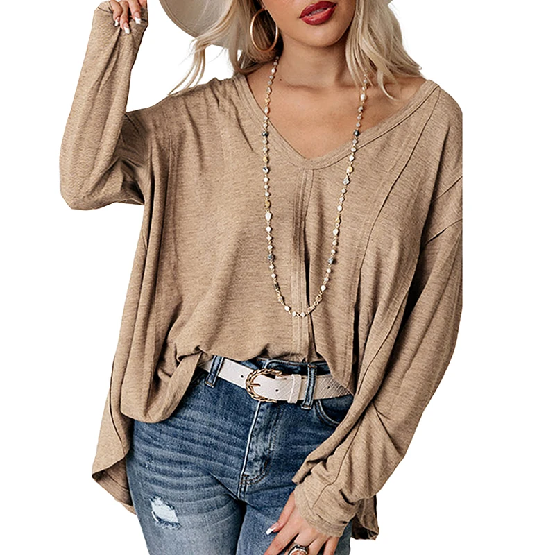 CYDNEE Elegant New Spliced Deep V-Neck Solid T-shirt Women's Casual Loose Long Sleeve Ladies Tops Solid Big Size Blouse Female
CYDNEE Elegant New Spliced Deep V-Neck Solid T-shirt Women's Casual Loose Long Sleeve Ladies Tops Solid Big Size Blouse Female