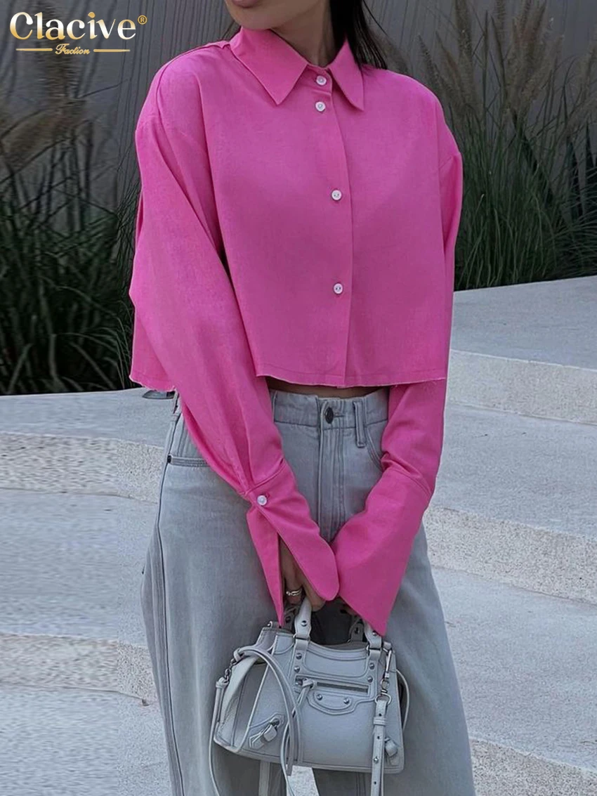 Clacive Autumn Pink Fashion Woman Blouses Casual Slim Lapel Long Sleeve Crop Tops Lady Streetwear 100% Cotton Shirts For Women
Clacive Autumn Pink Fashion Woman Blouses Casual Slim Lapel Long Sleeve Crop Tops Lady Streetwear 100% Cotton Shirts For Women