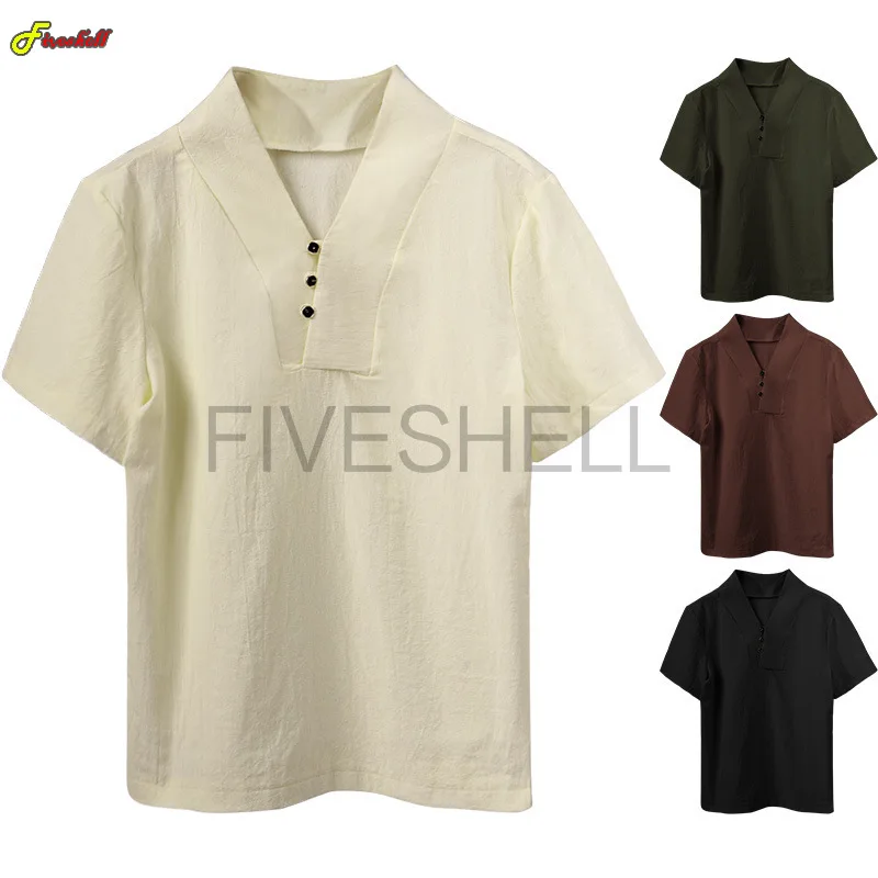 2022 Medieval Renaissance Vintage Men's Short Sleeve T-shirt Solid Shirt Stand Collar Men's Pullover Casual Shirt Cos Costume
2022 Medieval Renaissance Vintage Men's Short Sleeve T-shirt Solid Shirt Stand Collar Men's Pullover Casual Shirt Cos Costume