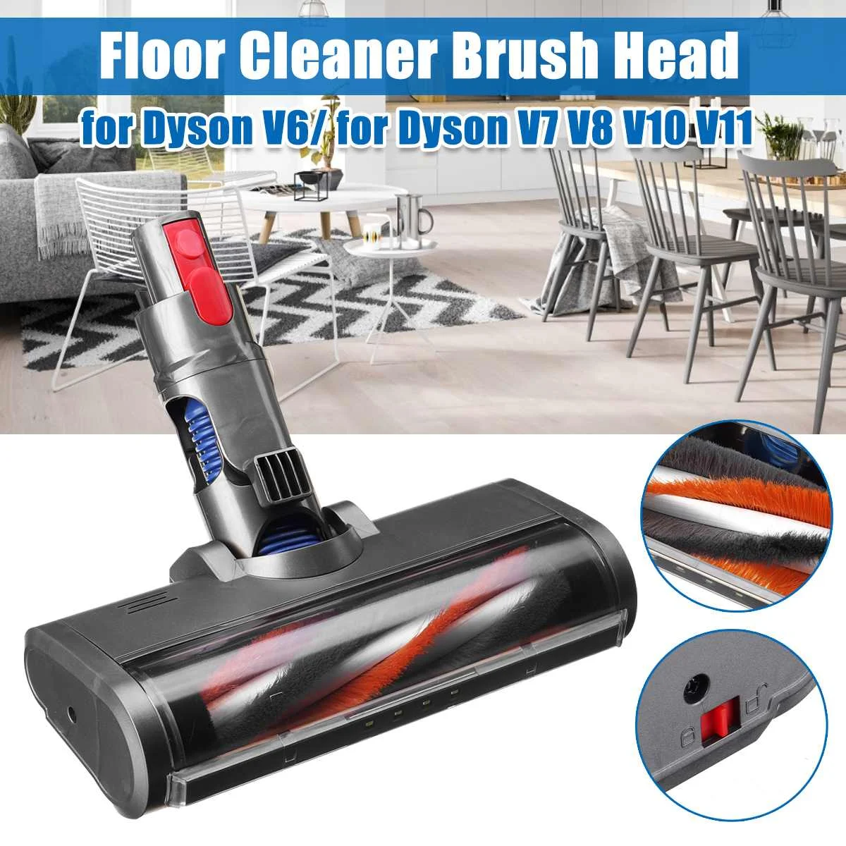 Electric Turbo Fluffy Floor Roller Brush Head 2PCS for Dyson V6 / V7 V8 V10 V11 Vacuum Cleaner Brush Accessories with LED Lights
Electric Turbo Fluffy Floor Roller Brush Head 2PCS for Dyson V6 / V7 V8 V10 V11 Vacuum Cleaner Brush Accessories with LED Lights