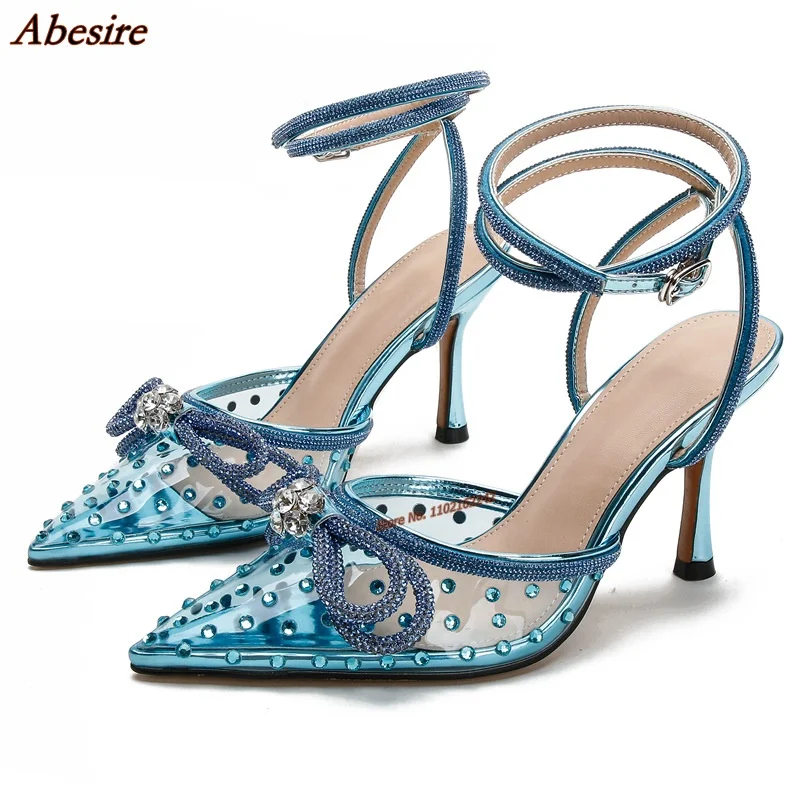 New Blue Rhinestone Transparent Pumps Pointed Stiletto Pvc Breathable Buckle Strap Pumps Fashion Banquet Party Women'S Shoes 42
New Blue Rhinestone Transparent Pumps Pointed Stiletto Pvc Breathable Buckle Strap Pumps Fashion Banquet Party Women'S Shoes 42