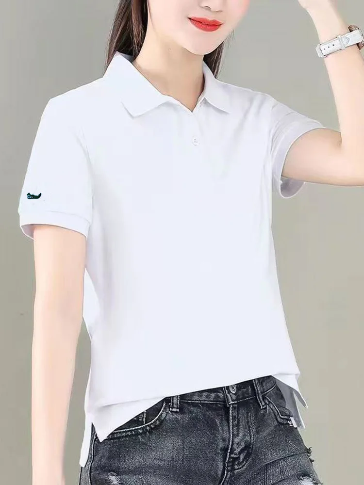 Women's Short-Sleeved Mesh 95% Cotton Summer Blouse Solid Button Sexy Logo Polos Shirt T-Shirt Female Casual Sports Polo Top
Women's Short-Sleeved Mesh 95% Cotton Summer Blouse Solid Button Sexy Logo Polos Shirt T-Shirt Female Casual Sports Polo Top
