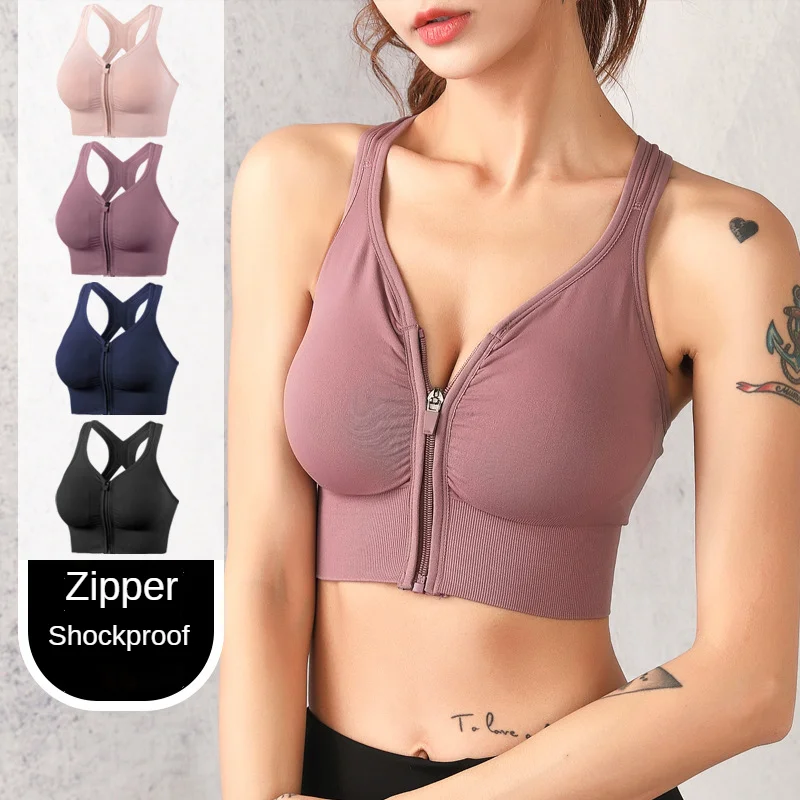 Front Zipper Underwear Active Bras For Women Shockproof Running Yoga Fitness Tops Hollow Cross Gathered Beauty Back Brassiere 
Front Zipper Underwear Active Bras For Women Shockproof Running Yoga Fitness Tops Hollow Cross Gathered Beauty Back Brassiere