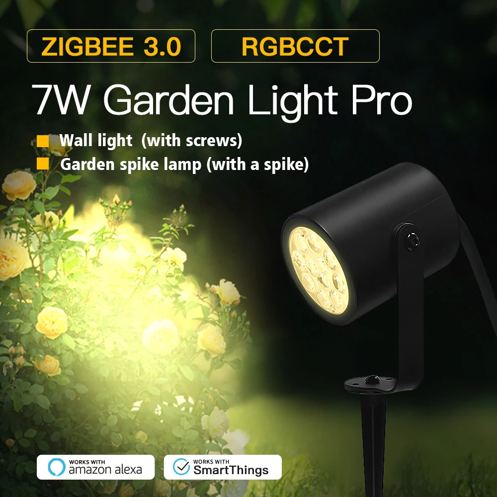 GLEDOPTO Zigbee 3.0 Smart New Garden Spike Lamp 7W LED Wall Light Knuckle Mount For Grassplot Exterior Roof Lawn Courtyard Party 
GLEDOPTO Zigbee 3.0 Smart New Garden Spike Lamp 7W LED Wall Light Knuckle Mount For Grassplot Exterior Roof Lawn Courtyard Party
